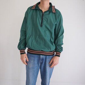 Vintage '70S Windless Green Nylon Kangaroo Pocket Quarter Zip Pullover Jacket L